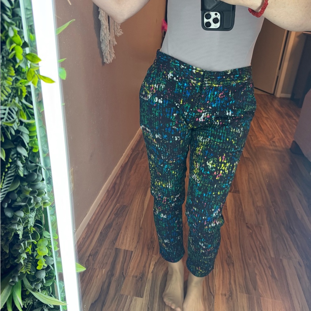 Derek Lam Vibrant Multicolor Abstract Cropped Pants